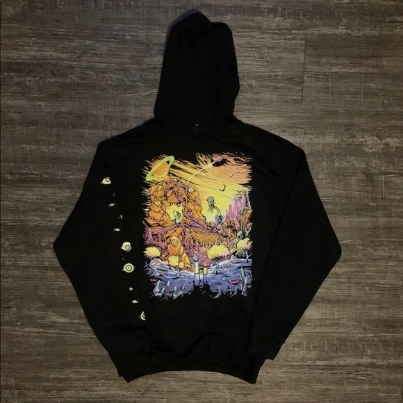 rick and morty trippy world black hoodie - Picture 2 of 7